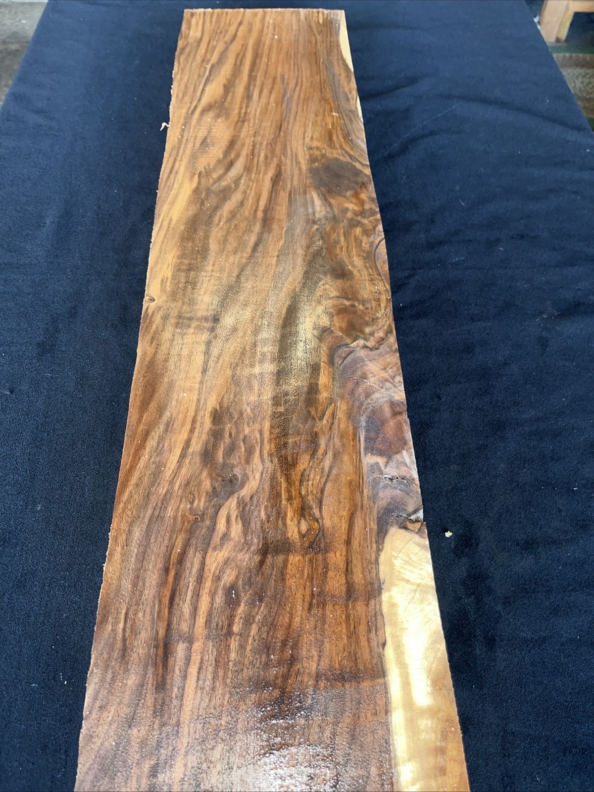 Curly Claro Walnut, 37 1/2” Long, 8 “ Wide, 2 5/8” Thick, Dry