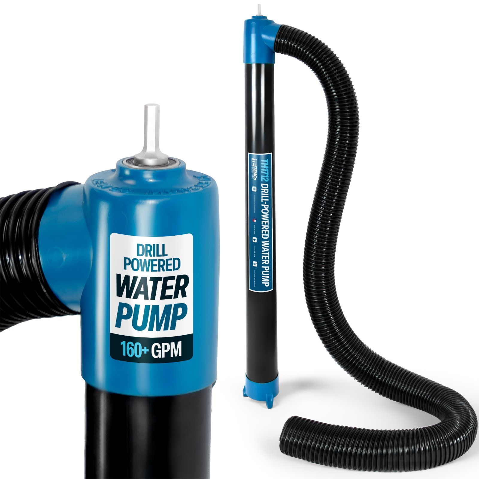 TEMCo Drill-Powered Water Transfer Pump 160 GPM Cordless Anti-Clog Made in USA