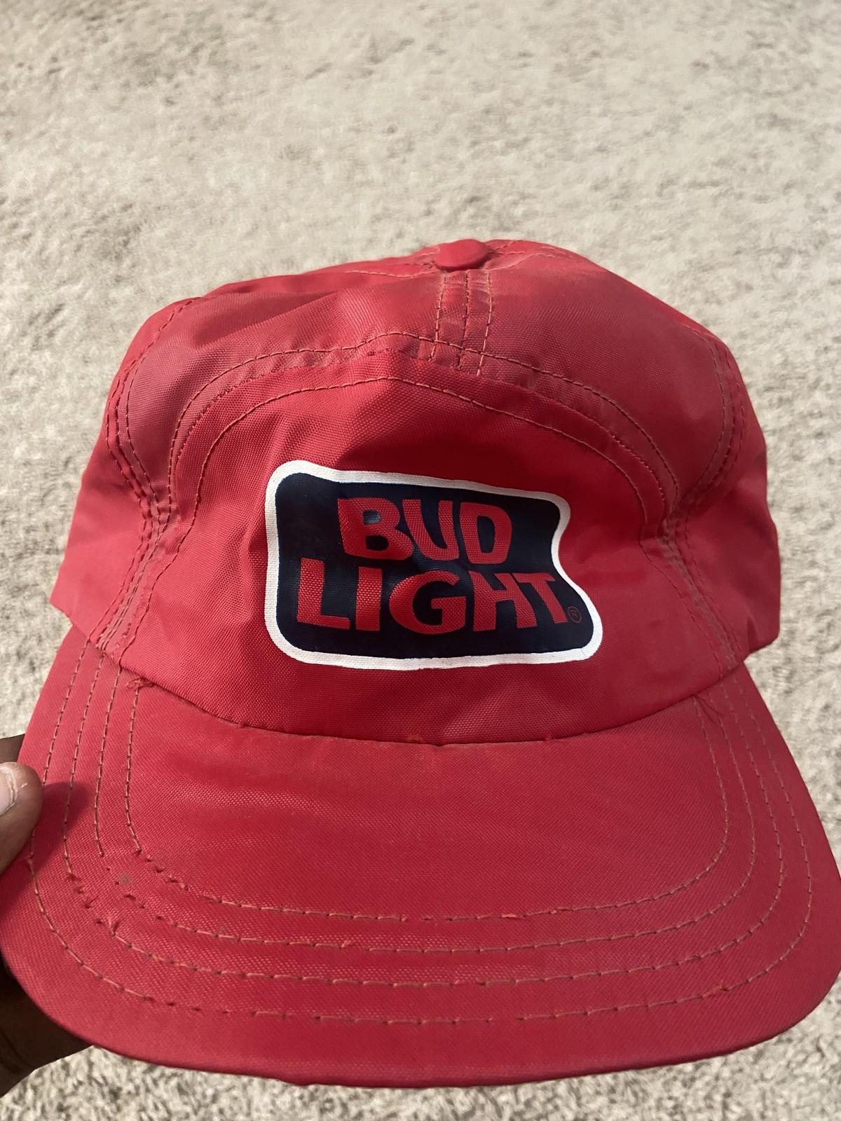 Vintage Budweiser Bud Light Red Snapback Hat Made In USA One Size Beer Logo Cap