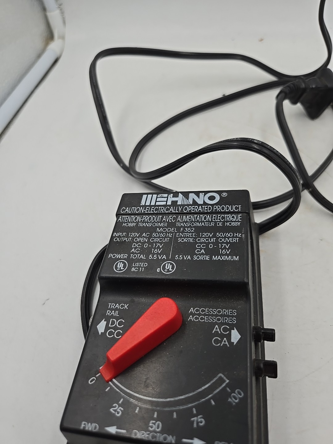 MEHANO POWER TRAIN HOBBY TRANSFORMER CONTROLLER MODEL F352 (From Publix Express)
