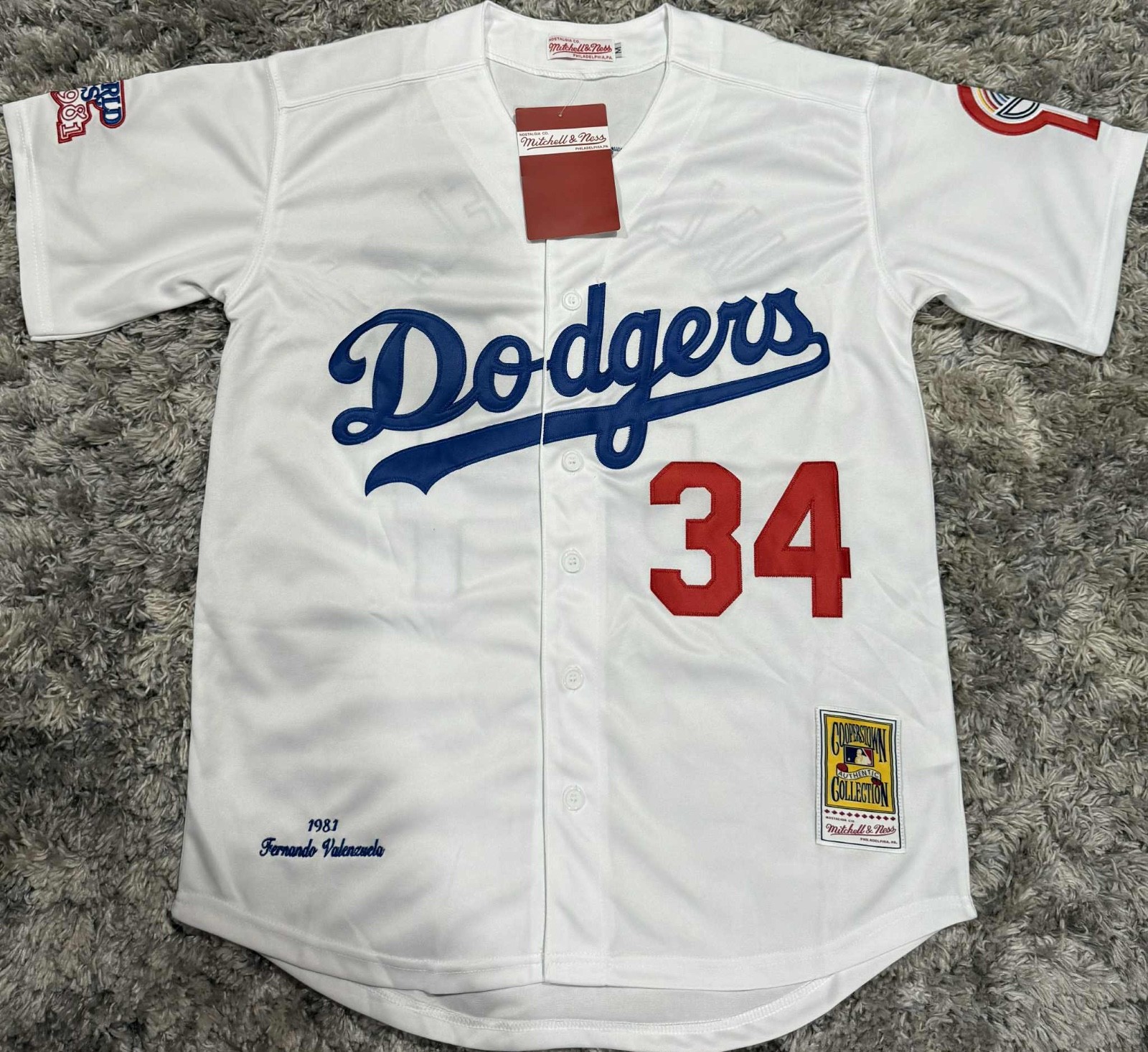 FERNANDO VALENZUELA #34 Los Angeles Dodgers World Series Baseball Jersey