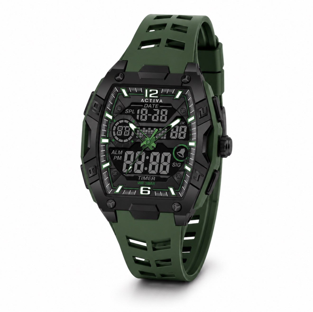 Activa X Invicta (ACW8131-003) Men's 50mm Digital Army Green Sport Watch - NEW Activa X Invicta (ACW8131-003) Men's 50mm Digital Army Green Sport Watch - NEW