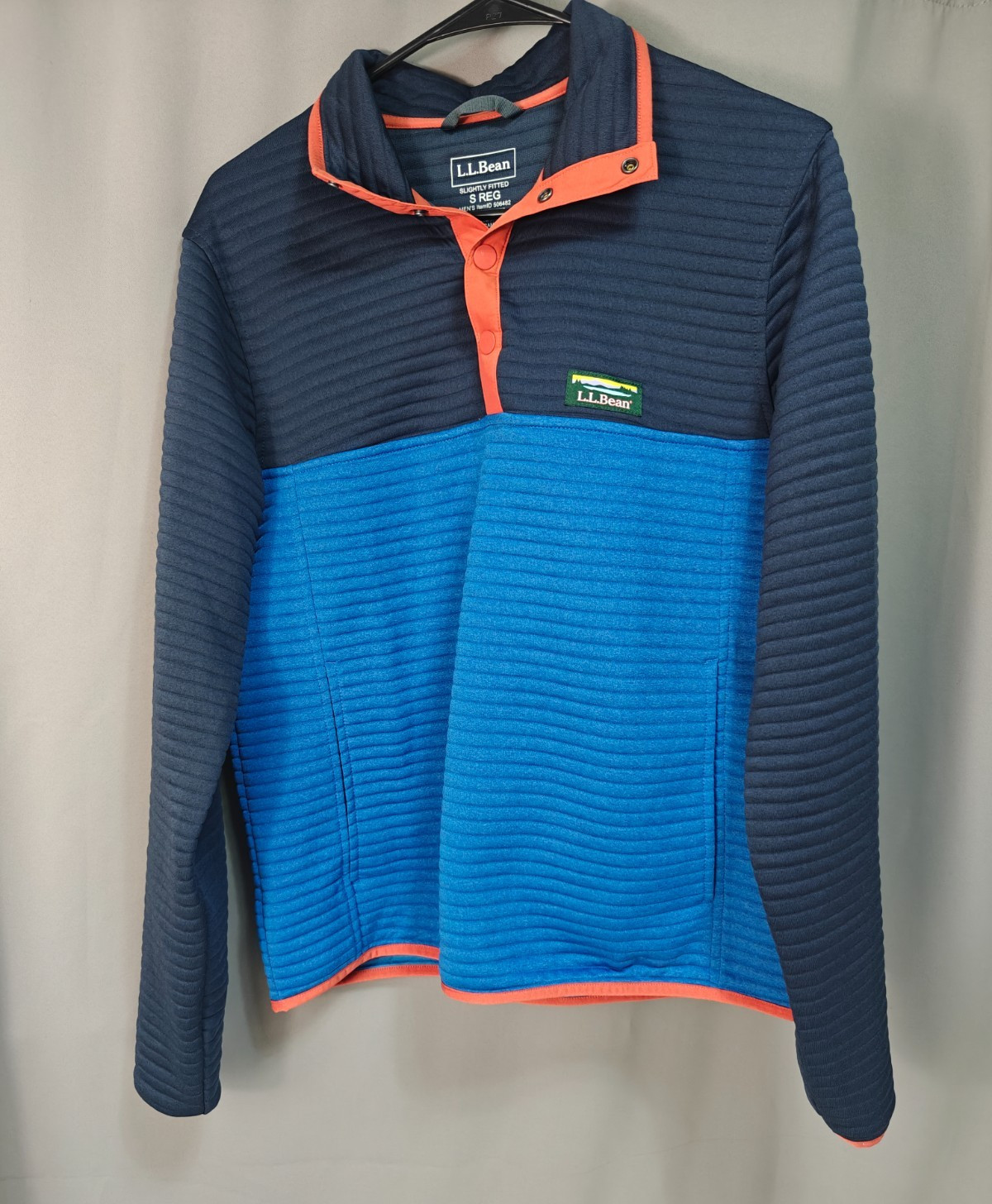 L.L. Bean Pullover Mens Size S Blue Airlight Knit Colorblock Textured Snap Neck L.L. Bean Pullover Mens Size S Blue Airlight Knit Colorblock Textured Snap Neck