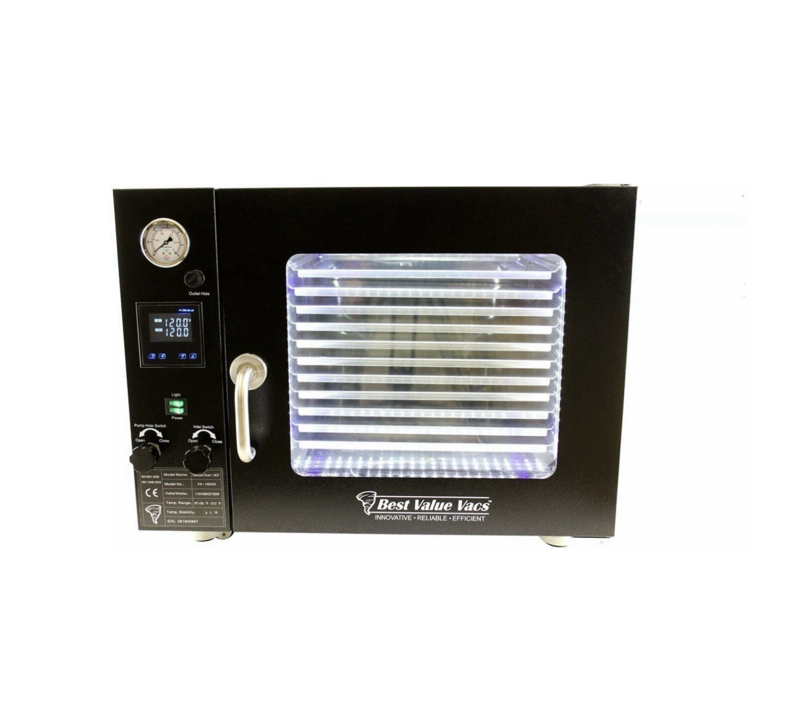 BVV 1.9 Cubic Foot Vacuum and Degassing Oven 5 Wall Heating, Touch Screen, LED's