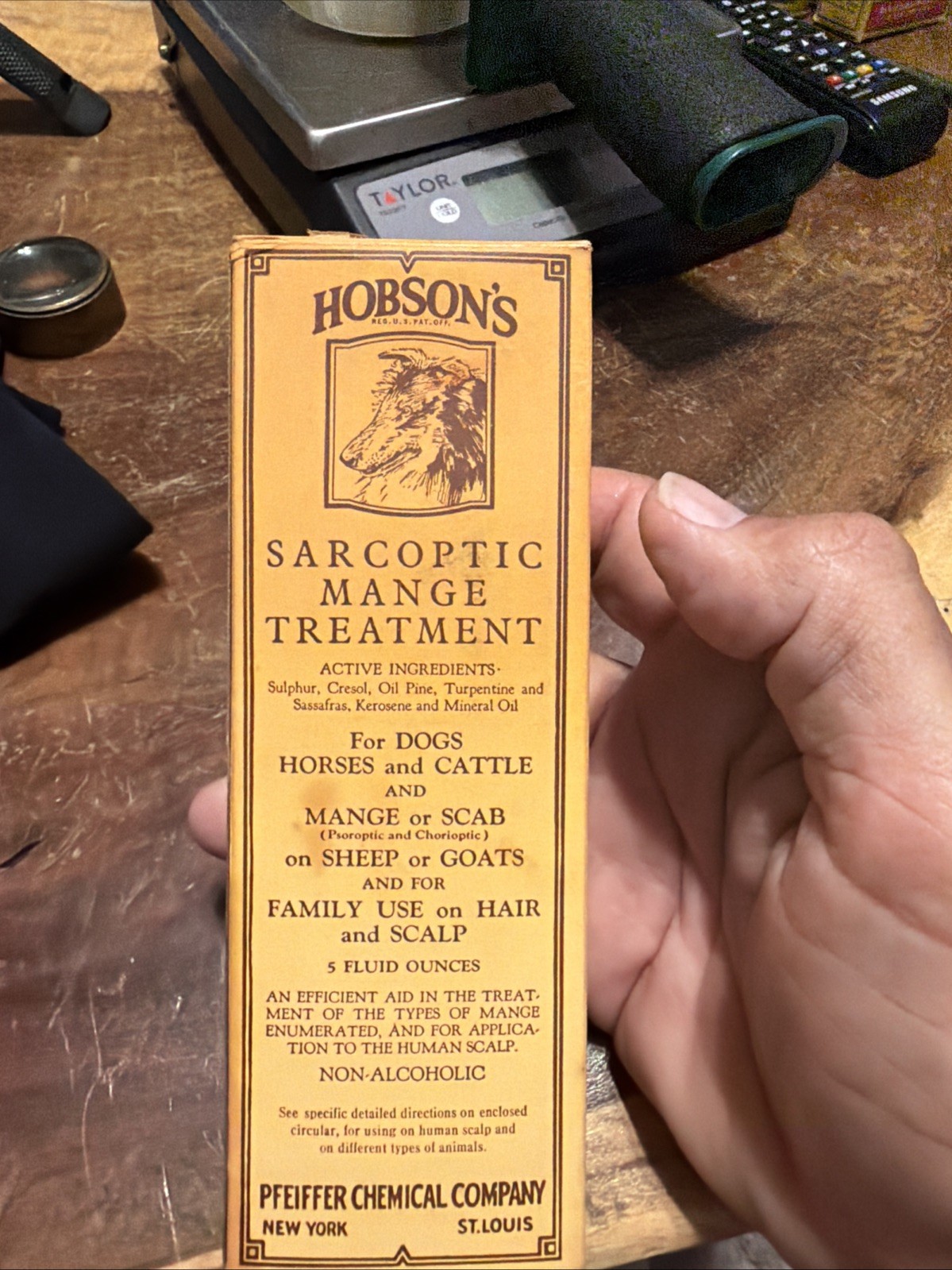 Vintage Hobson’s Sarcoptic Mange Treatment  Bottle And Box