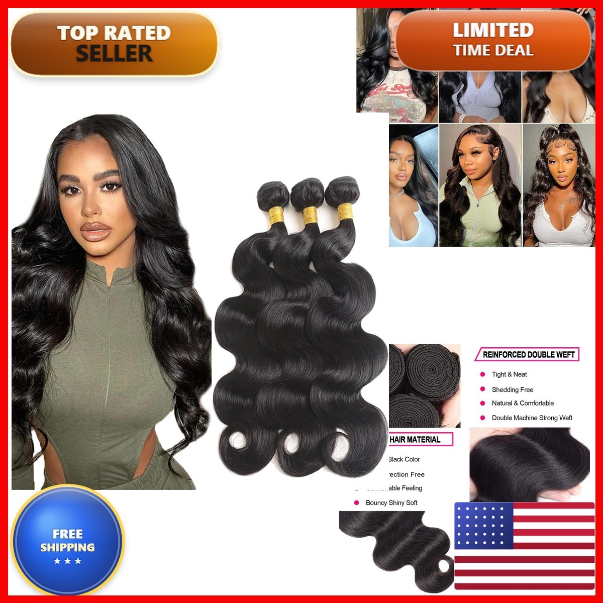 YOUNGHANN 22 24 26 Inch Body Wave Bundles Human Hair Unprocessed Brazilian YOUNGHANN 22 24 26 Inch Body Wave Bundles Human Hair Unprocessed Brazilian
