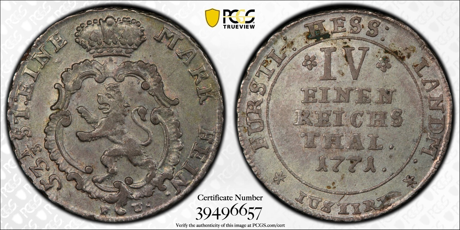 1771 FU Hesse-Cassel Germany 1/4 Thaler PCGS MS62  Nice UNC Good Luster     1552