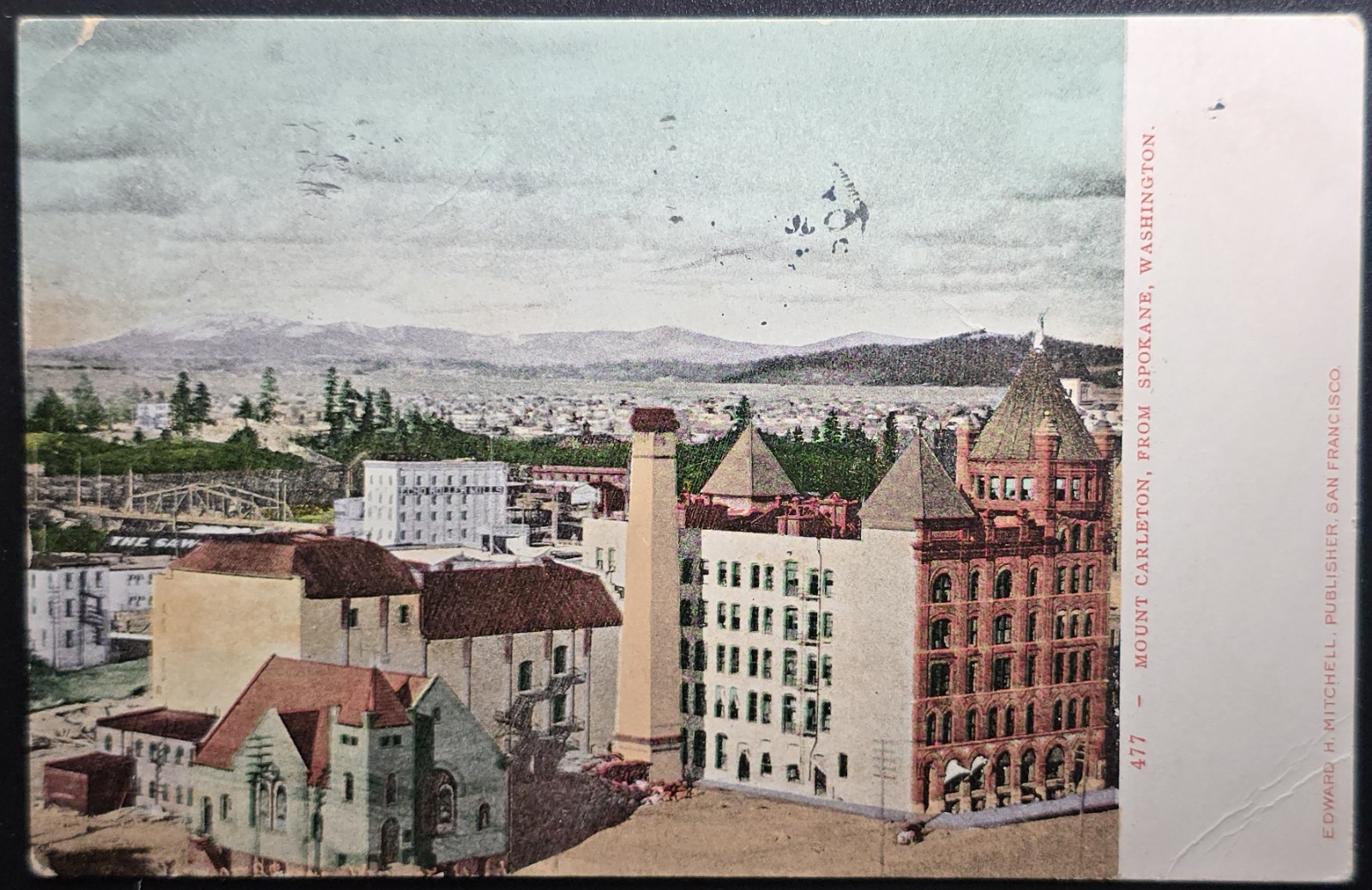 1908 Spokane WA View from Mount Carlton – Early Cityscape Edward H. Mitchell