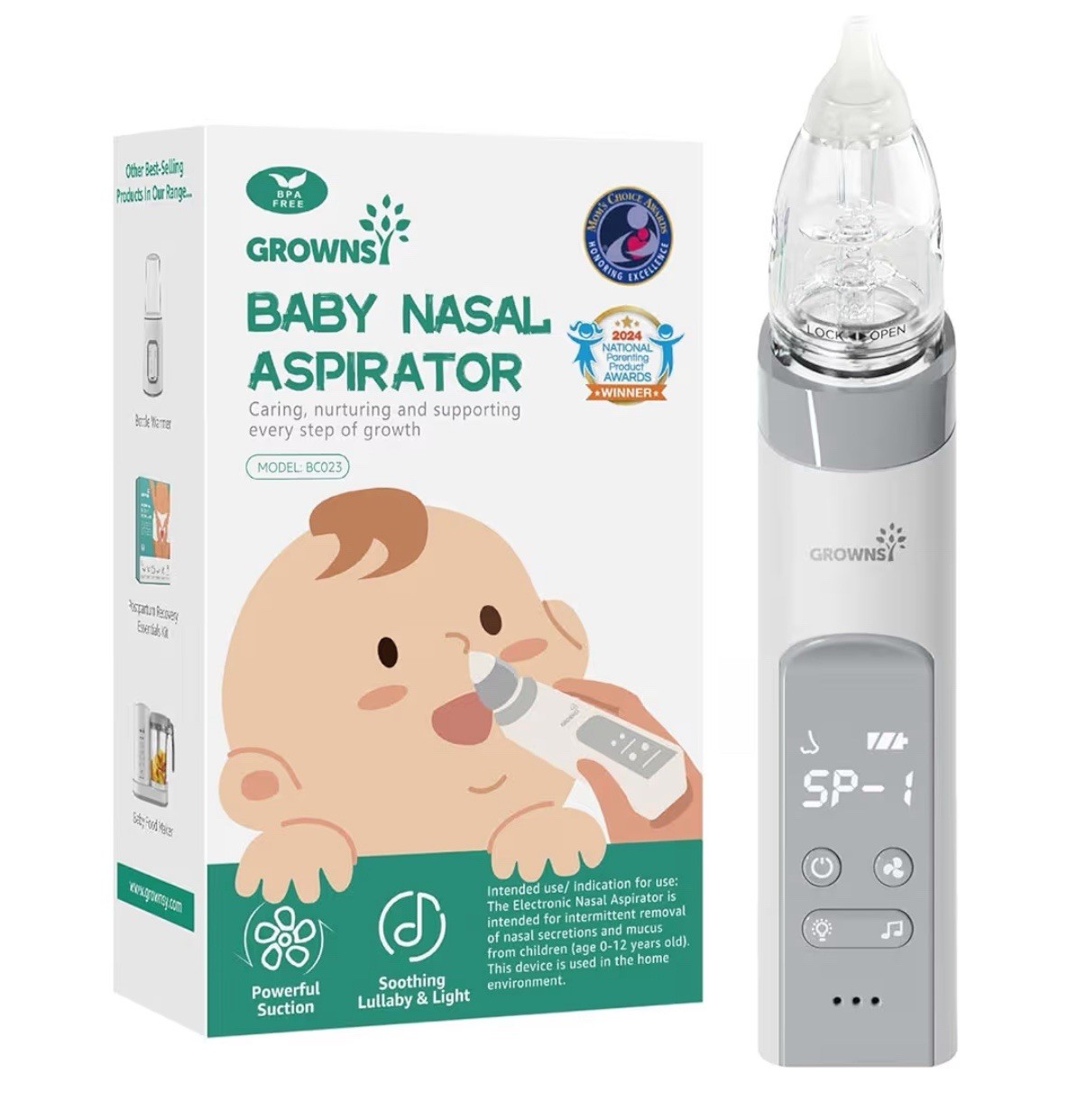 GROWNSY Nasal Aspirator for Baby, Electric Baby Nose Sucker with Larger Suction
