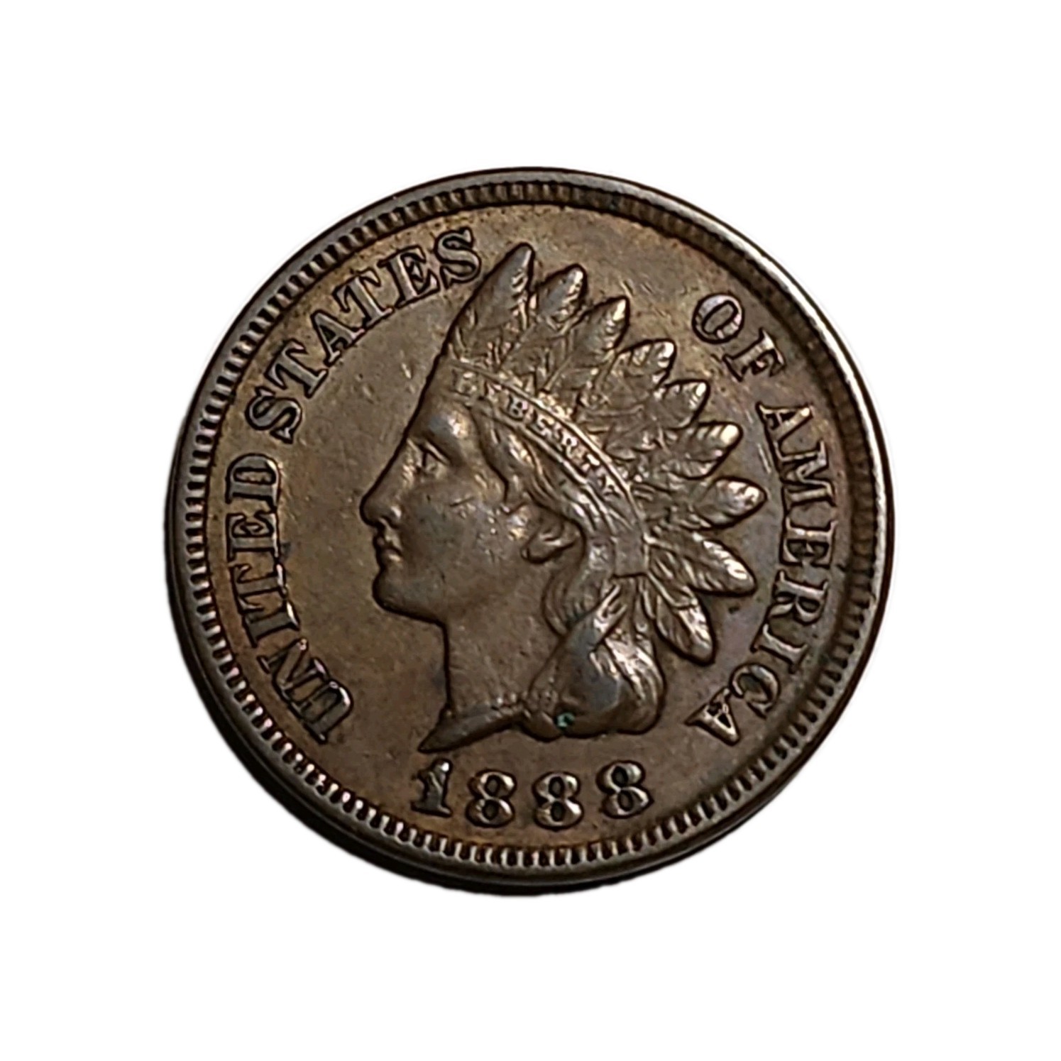 1888 Indian Head Penny 1C~AU~Full Liberty, 4 Diamonds~  #1