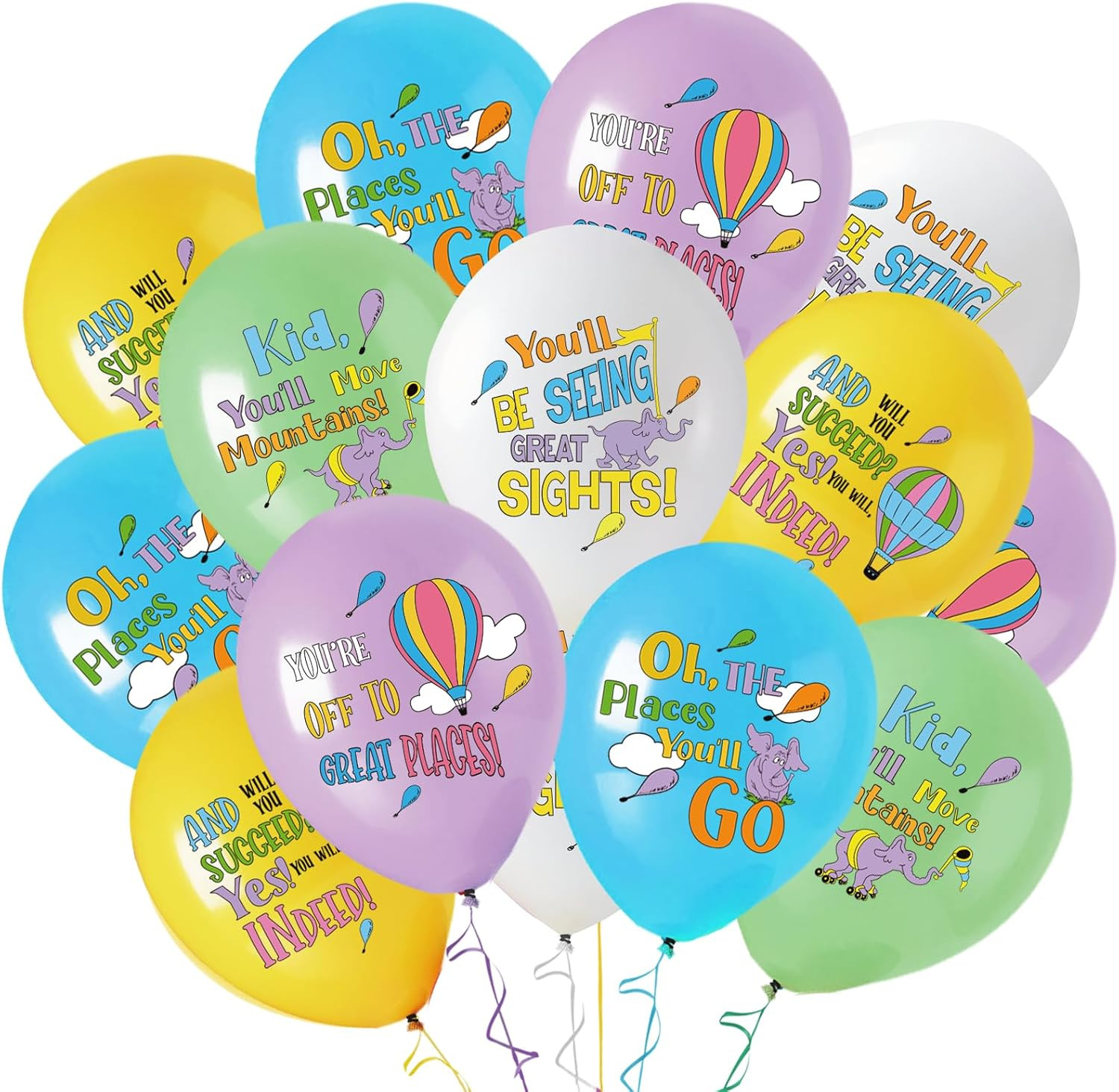 50 Pcs Oh the Places You\' Ll Go Party Decoration Balloons Set 12In Graduation De