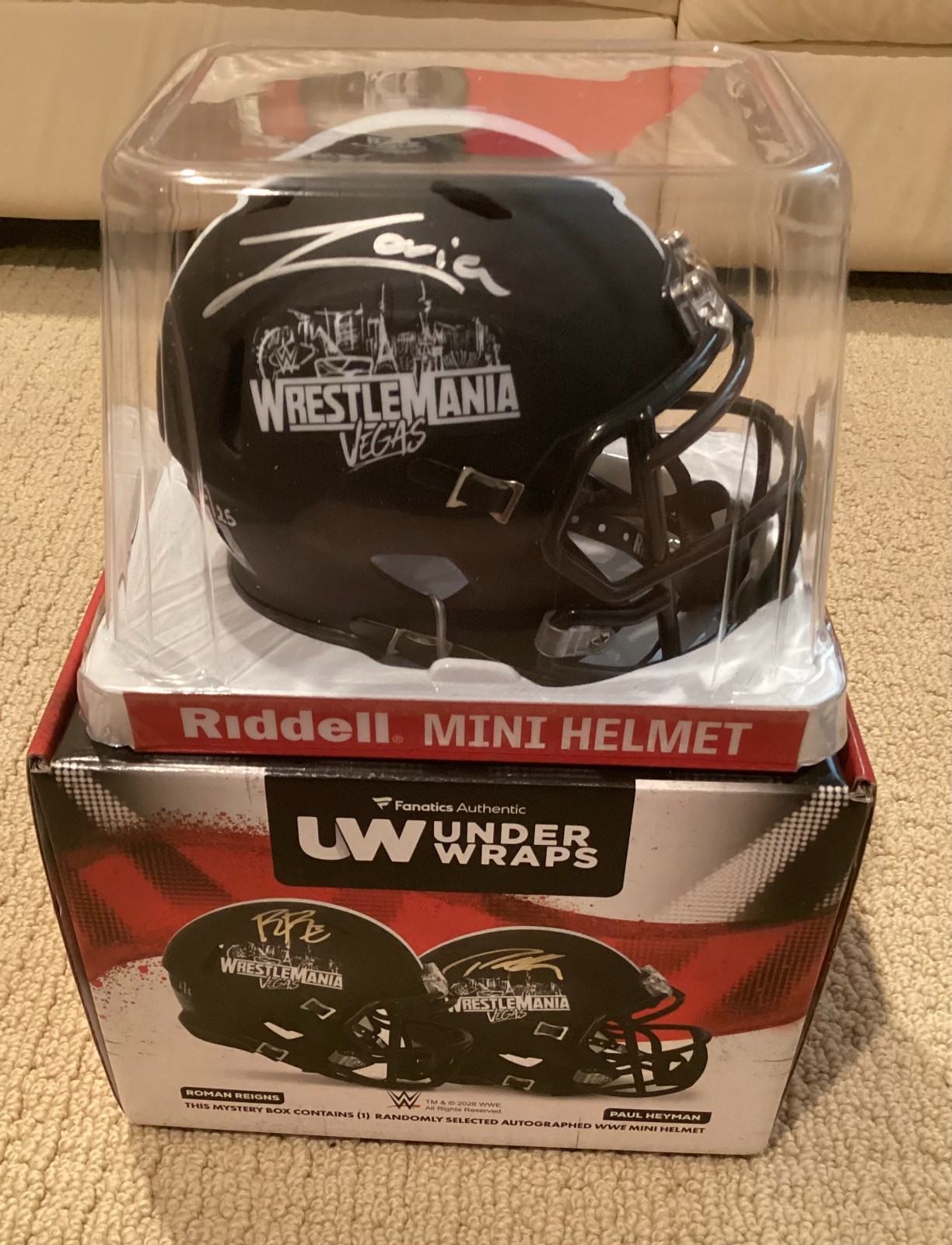 Under Wraps Fanatics Wrestlemania WWE Vegas Riddell Mini Helmet Zaria Auto /25 Under Wraps Fanatics Wrestlemania WWE Vegas Riddell Mini Helmet Zaria Auto /25