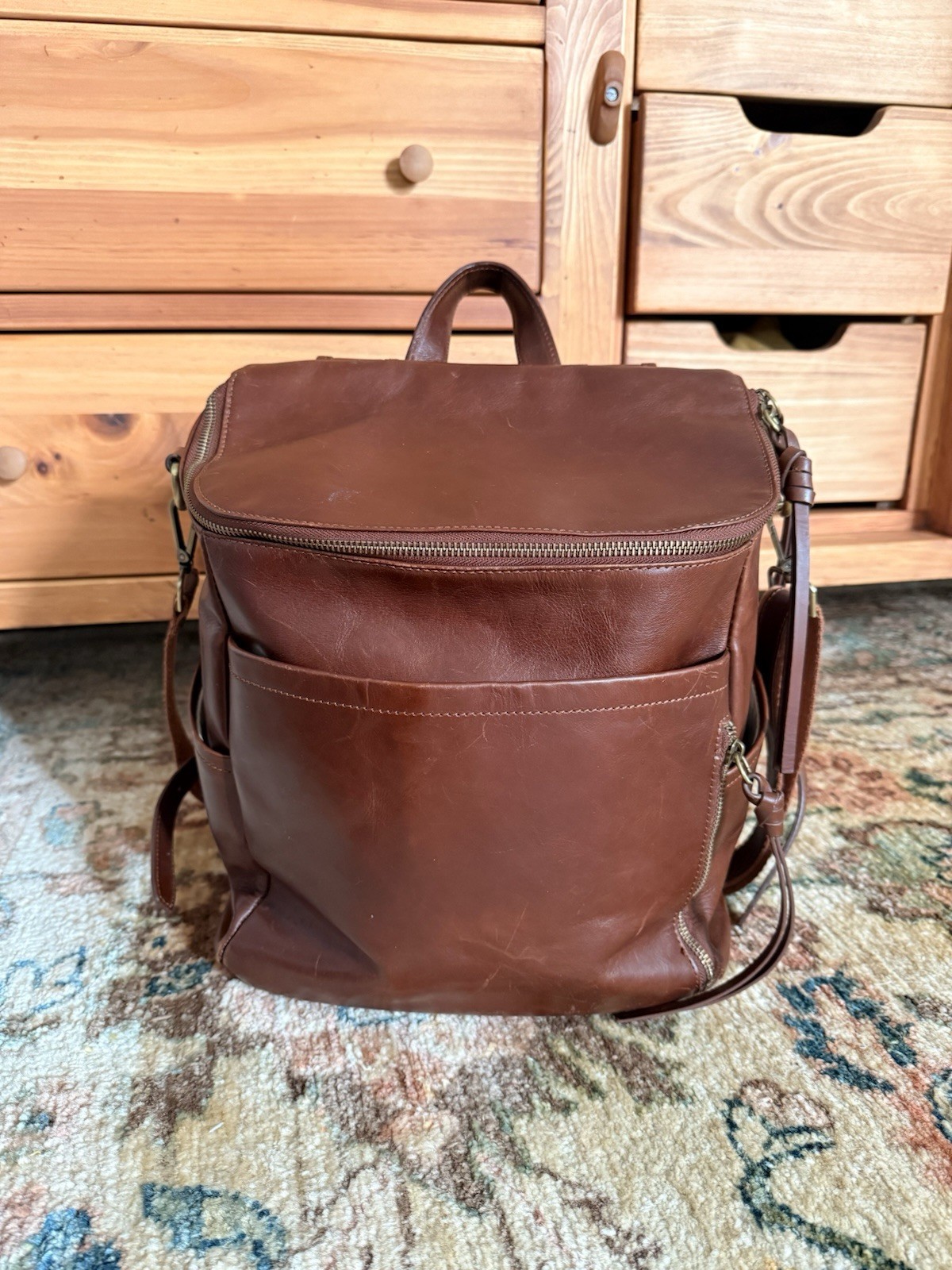Azaria REAL Full Grain Leather Lux La Mere Original Diaper Backpack