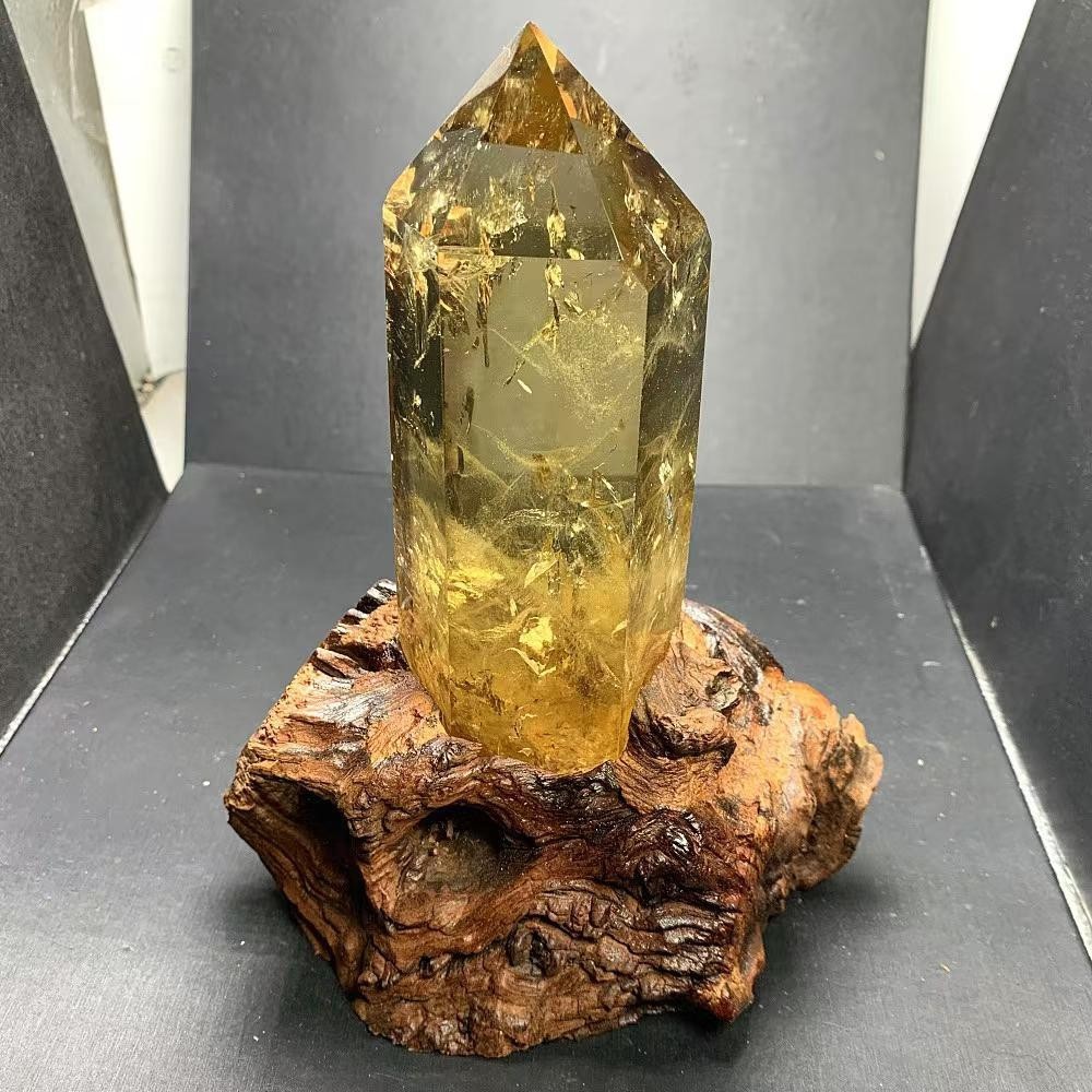 2.91LB Natural Citrine Quartz Obelisk Energy Crystal Tower Point Reiki +Stand 2.91LB Natural Citrine Quartz Obelisk Energy Crystal Tower Point Reiki +Stand