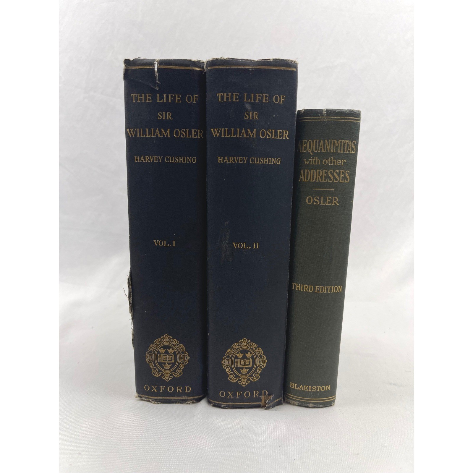 Oxford Life of Sir William Osler Harvey Cushing Aequanimitas 3 Book Set 1932