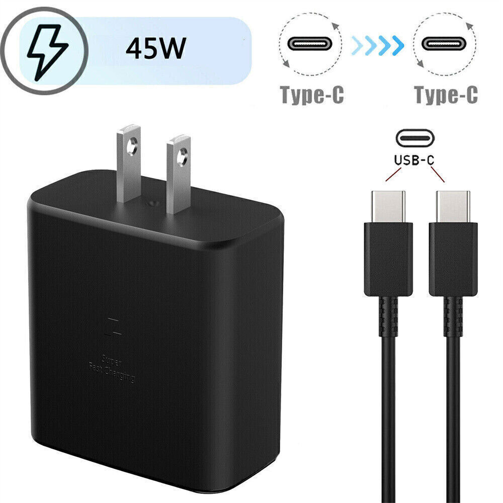 45W Type USB-C Super Fast Wall Charger+6ft Cable for Samsung Galaxy S23 S22 S21