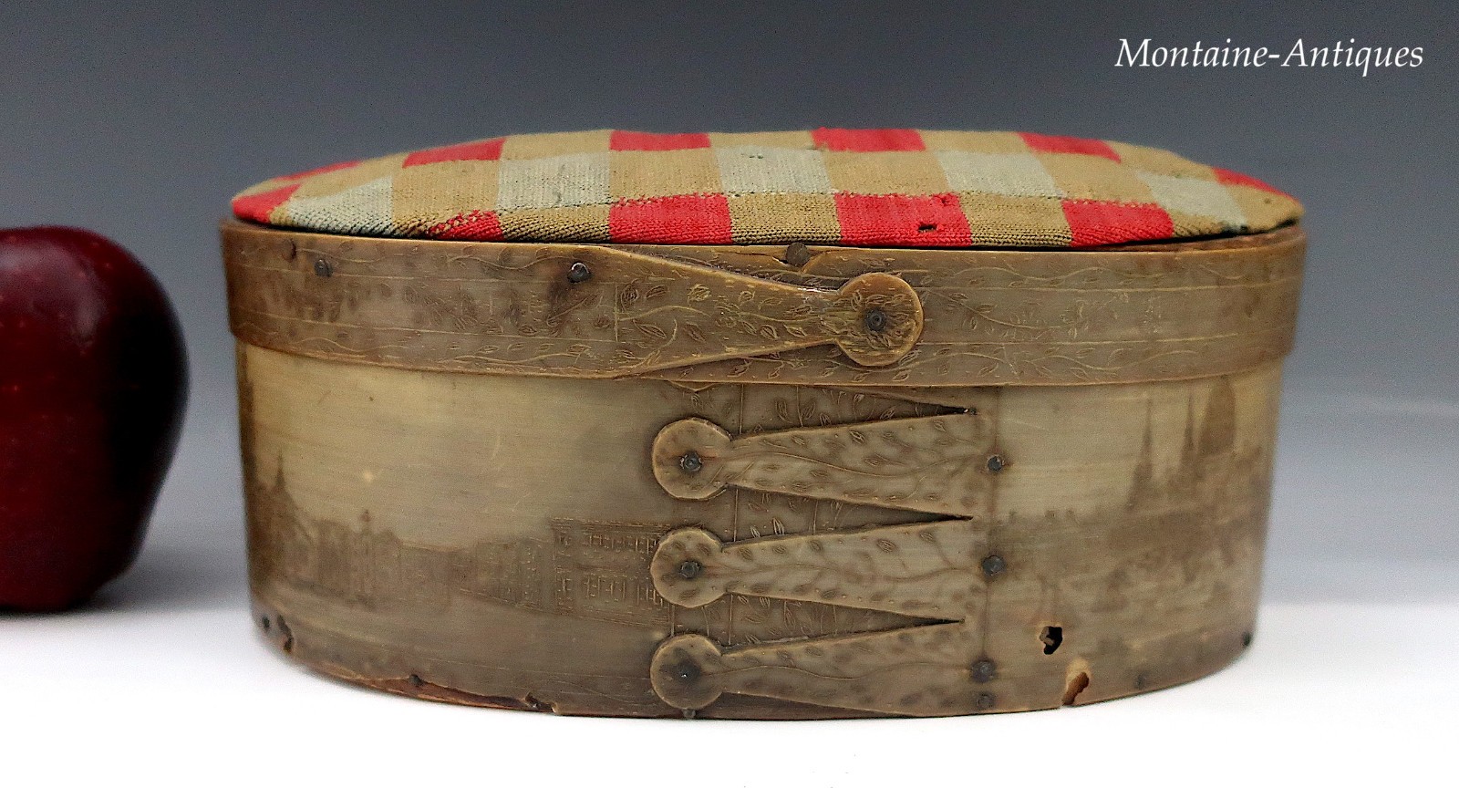 Scrimshaw Sewing Box circa mid 19th Cent Scrimshaw Sewing Box circa mid 19th Cent