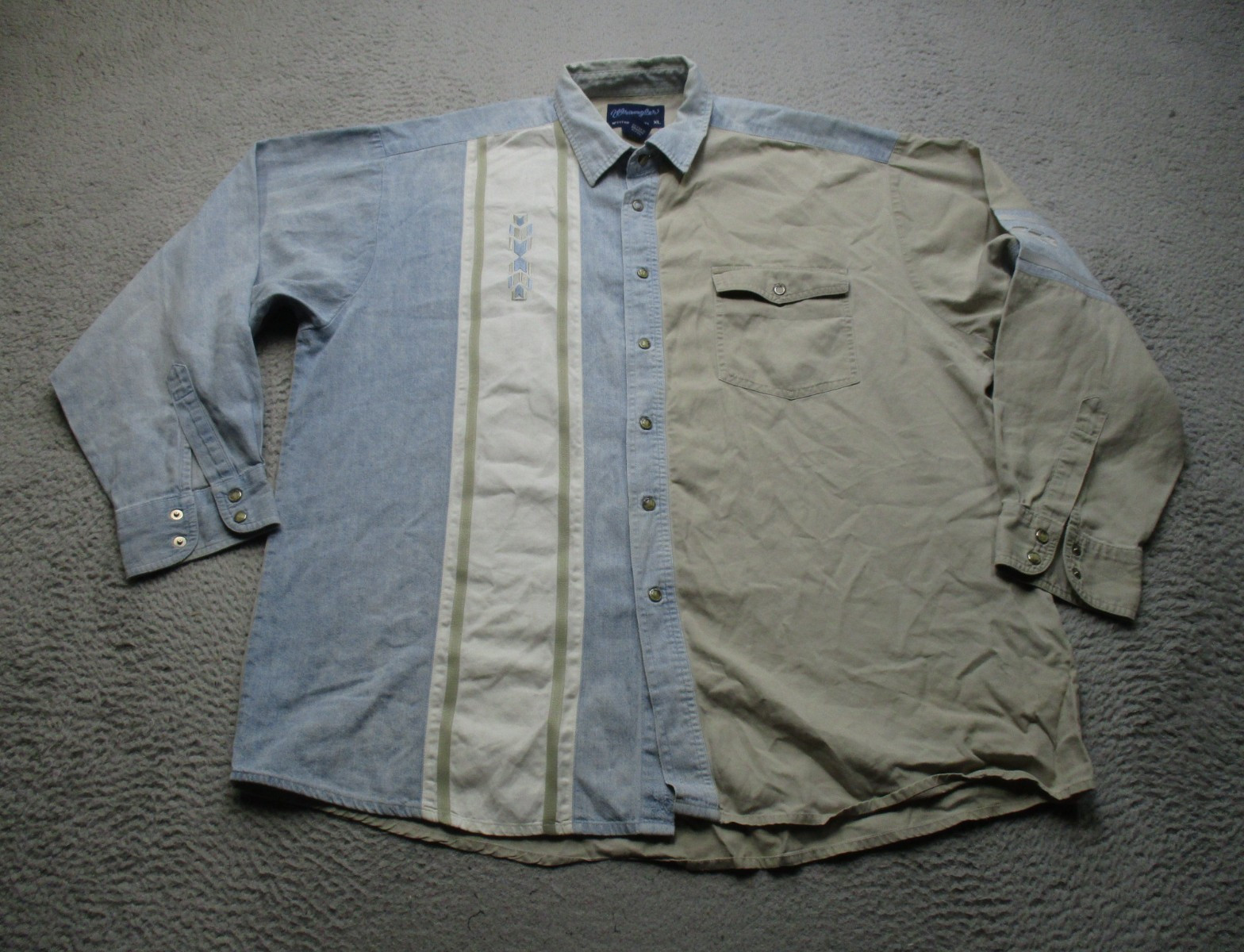 Vintage Wrangler Shirt Mens XL Aztec Stripe Button Up Western Brushpopper