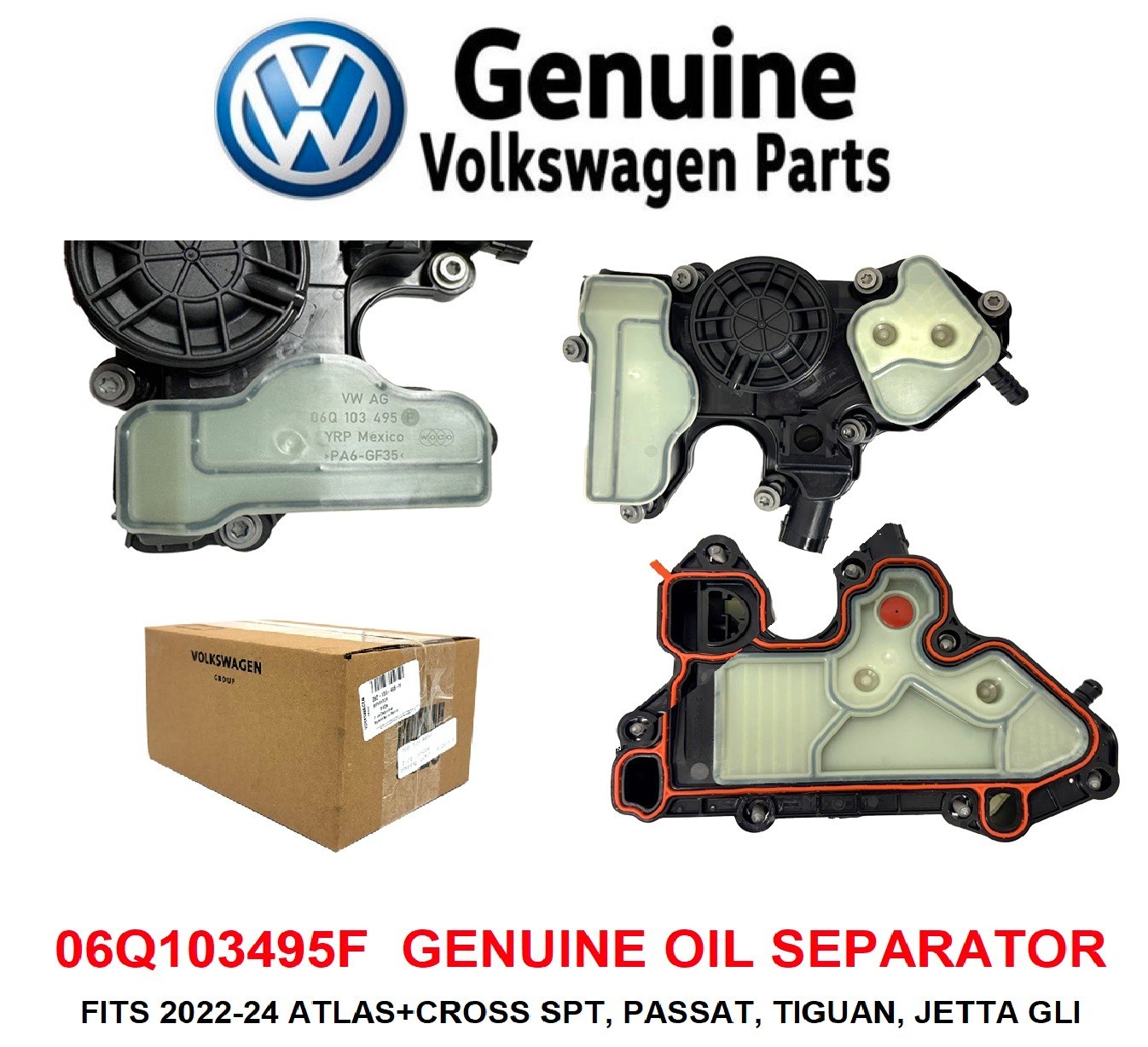Volkswagen Oil Separator 06Q103495F, 2022-24 ATLAS, PASSAT, TIGUAN, GLI GENUINE Volkswagen Oil Separator 06Q103495F, 2022-24 ATLAS, PASSAT, TIGUAN, GLI GENUINE