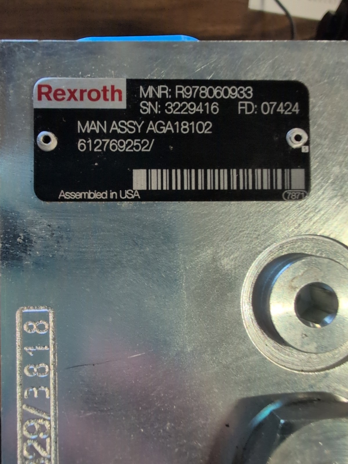 Bosch Rexroth Hydraulic Manifold Assembly R978060933