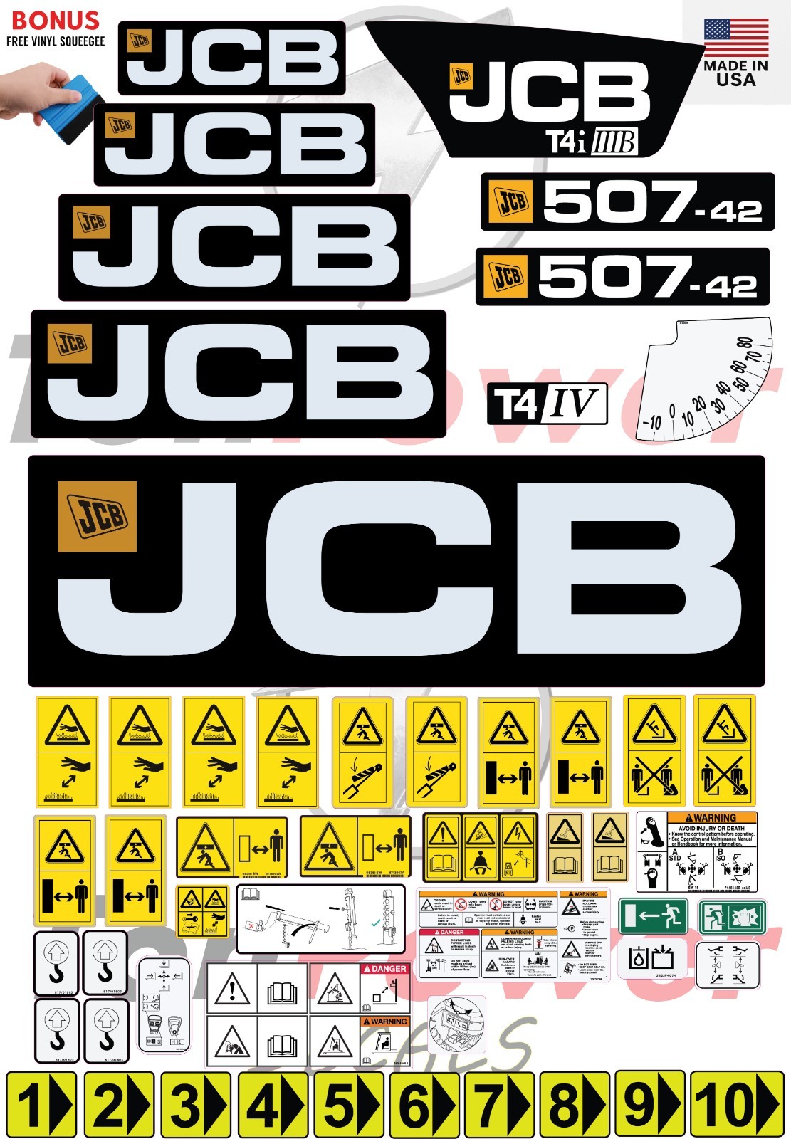 Fits JCB 507-42 (T4i IIIB) Decal Kit-Telescopic forklift 3M VINYL/FREE SHIPPING