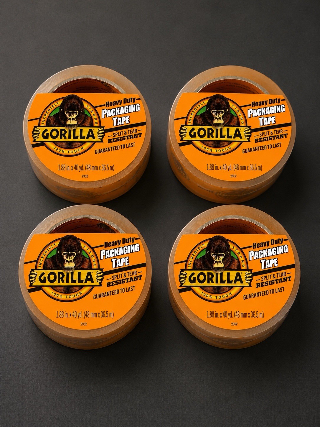 4 Pack of Gorilla Heavy Duty Packaging Tape 1.88” x 40 yd Tear Resistant NEW