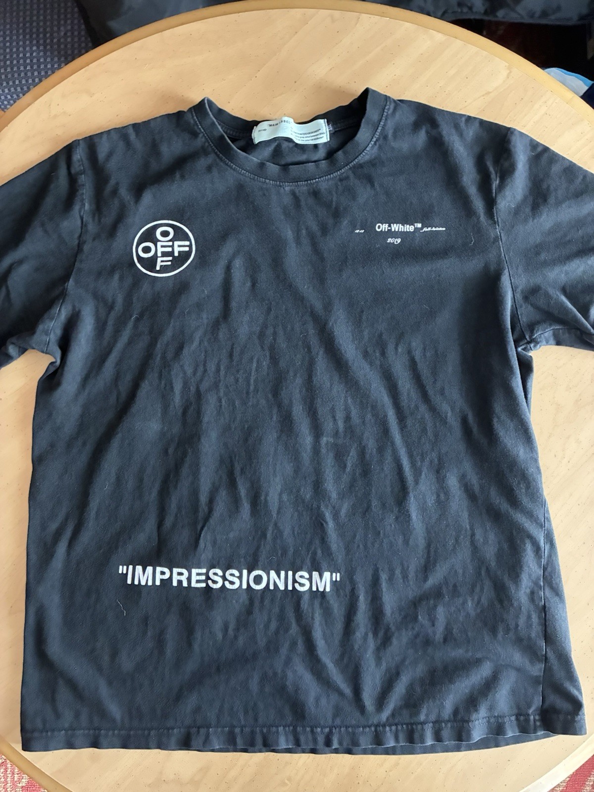 Off White Virgil Abloh Main Label T-Shirt impressionism 99 Sz XXL Black/Pink Off White Virgil Abloh Main Label T-Shirt impressionism 99 Sz XXL Black/Pink
