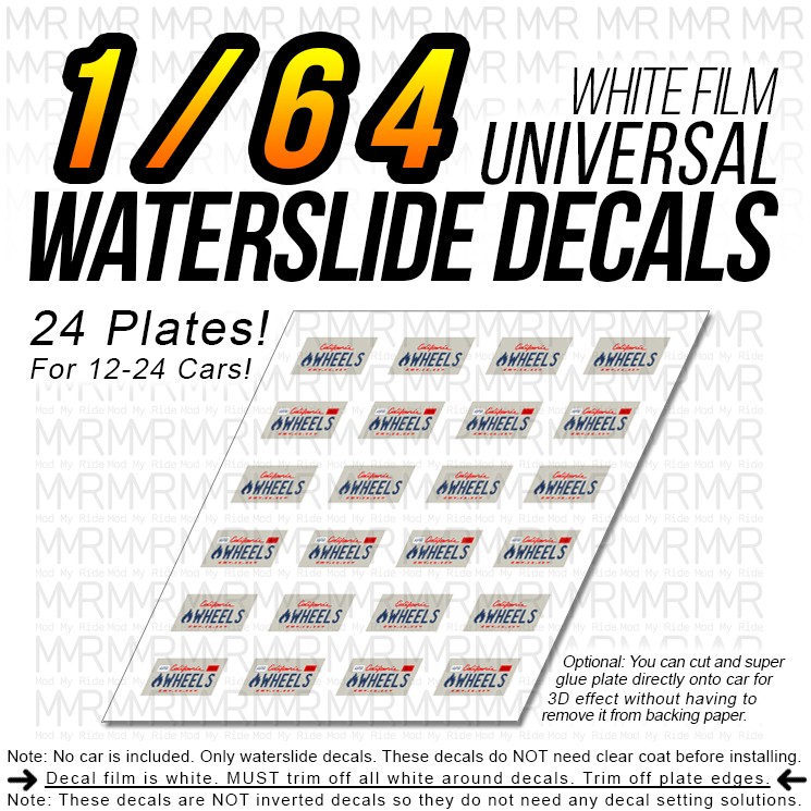 1/64 Scale LICENSE PLATE Custom White Toner Universal WaterSlide Decal for Hot