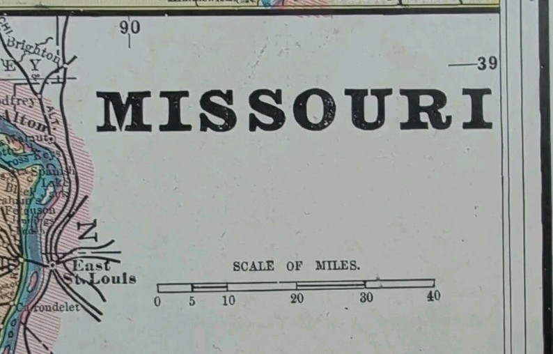 Vintage 1893 MISSOURI Map 14\