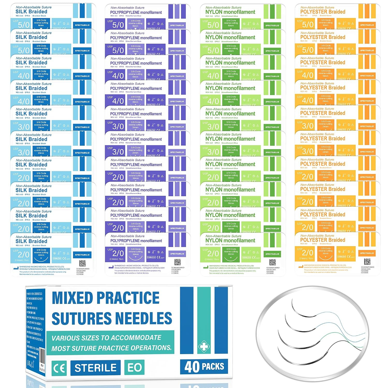 Suture Practice Thread and Needles for Medical Students Training Only (40 Mixed) Suture Practice Thread and Needles for Medical Students Training Only (40 Mixed)