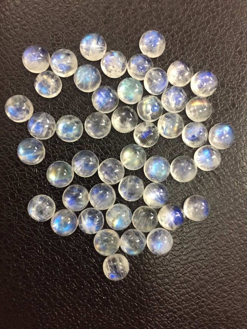 10 pcs AAA quality 100% natural blue flashy rainbow moonstone cabochon 6mm
