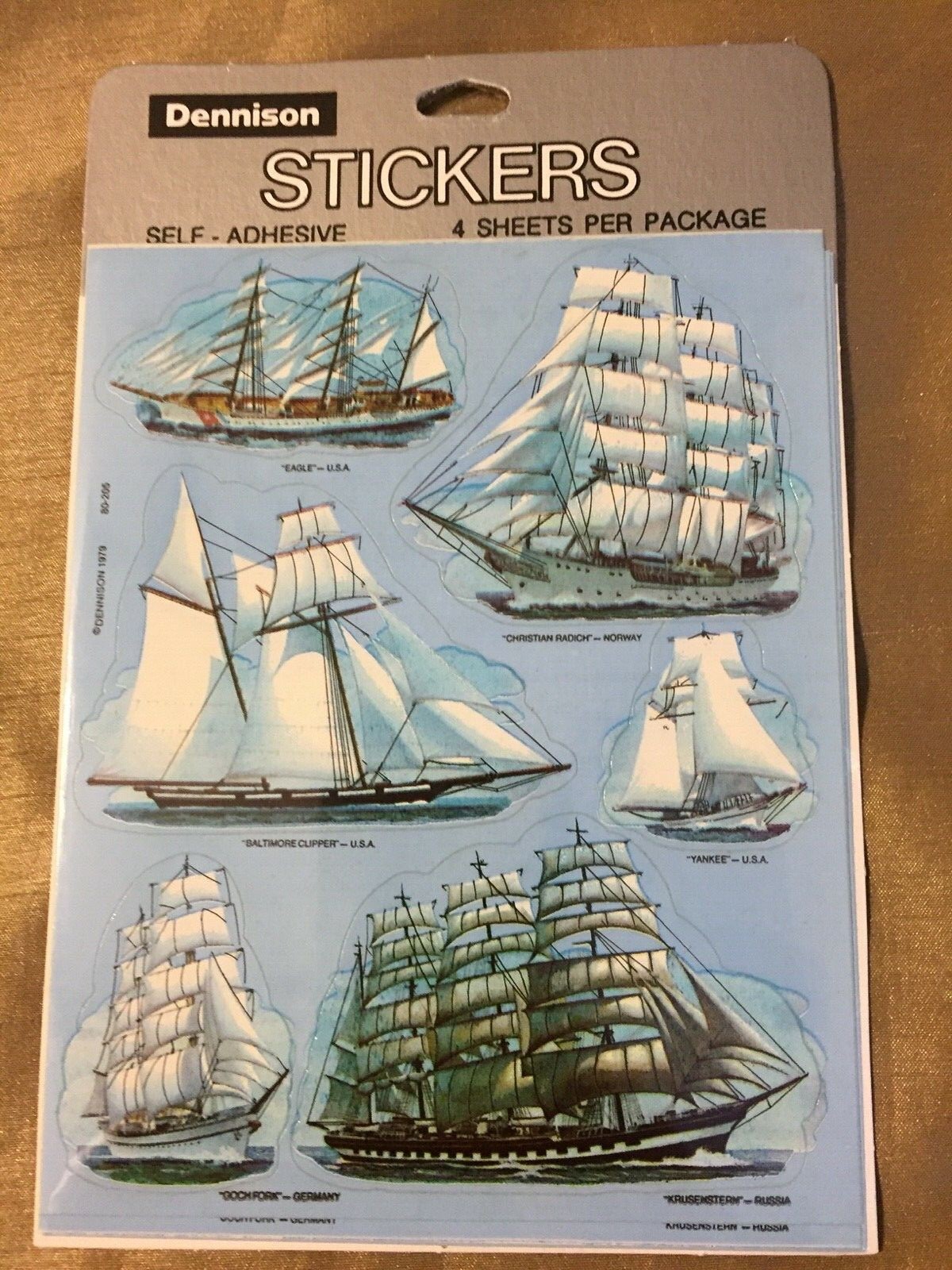 NIP VTG DENNISON FAMOUS TALL SHIPS STICKERS 4 SHEETS NIP VTG DENNISON FAMOUS TALL SHIPS STICKERS 4 SHEETS