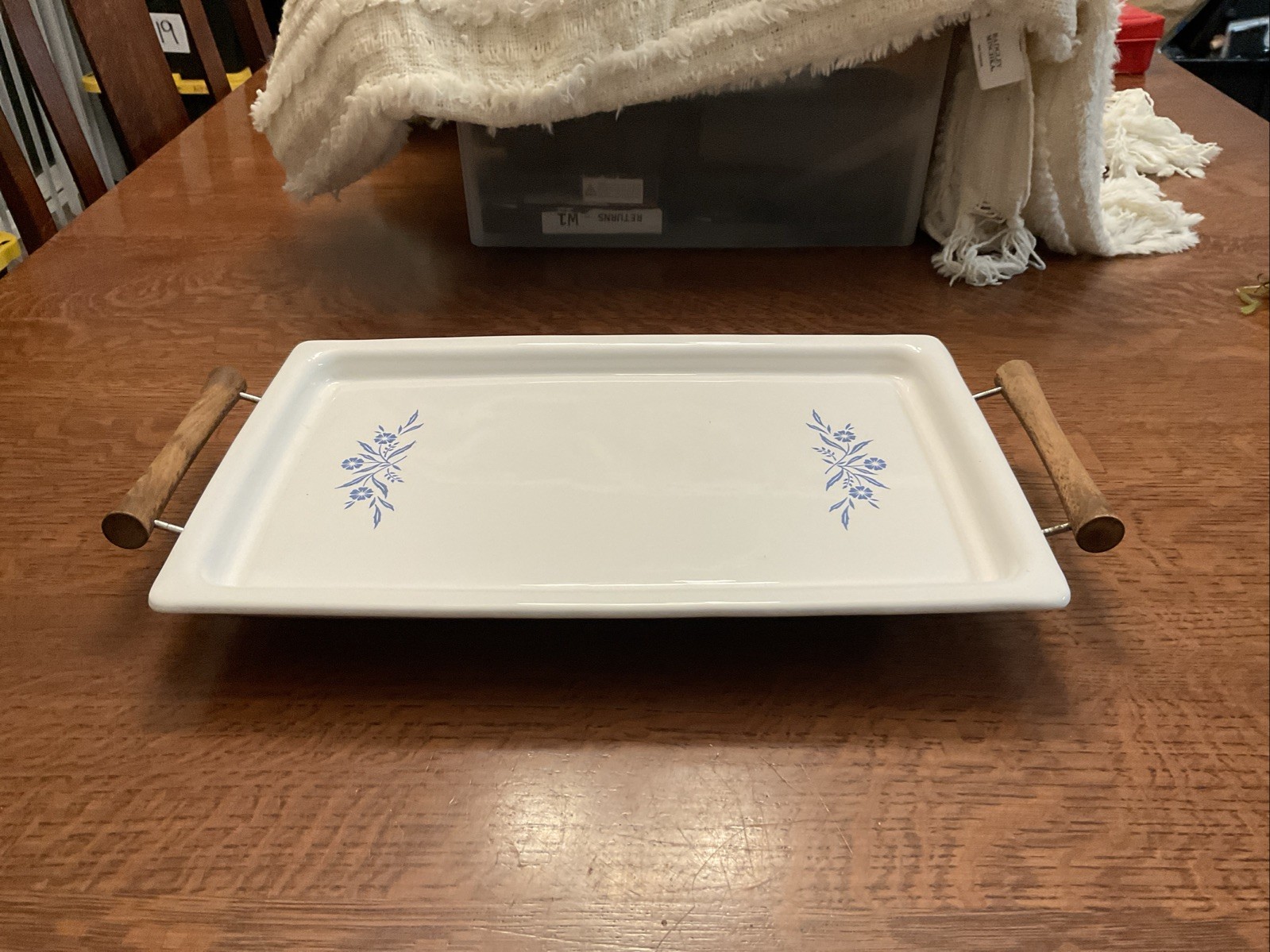 Vtg Corning Ware Blue Cornflower Broil Bake Tray Platter & Stand Rack P-35-B