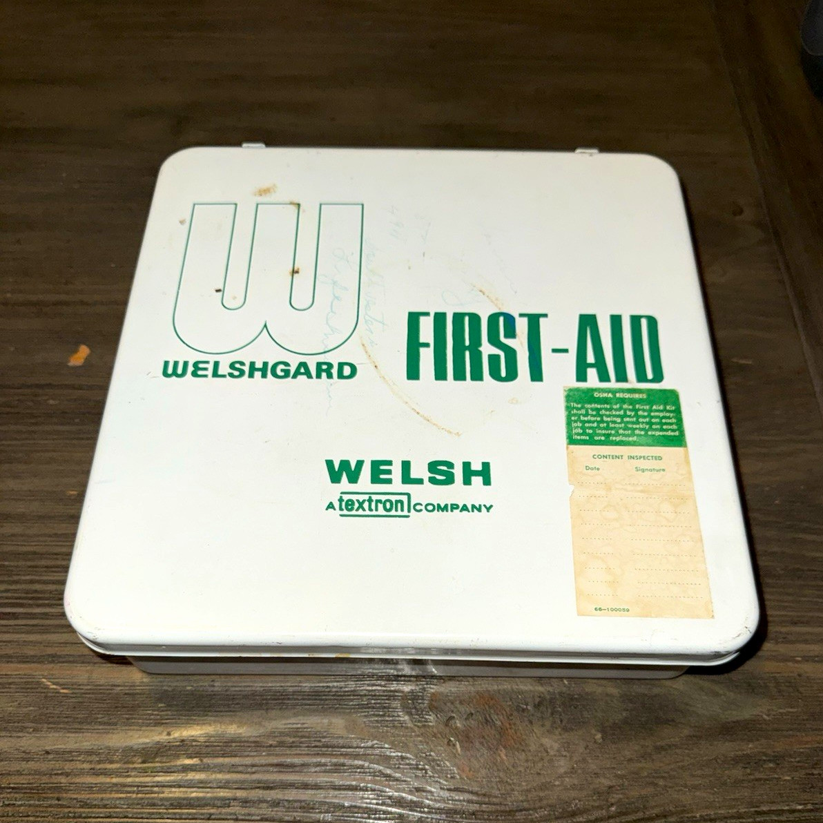Vintage 1970s Welshgard Welsh Textron Metal First Aid Kit Industrial Medical