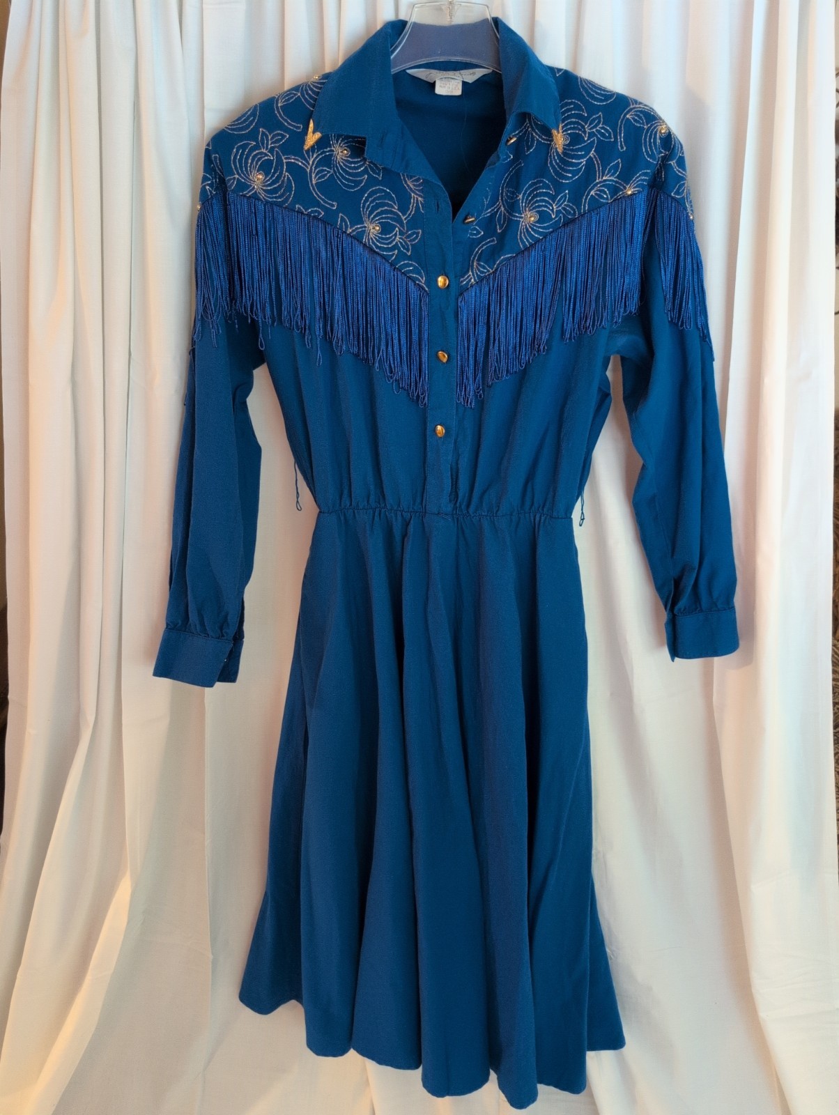 VINTAGE LILIA GUILTY Blue WESTERN FRINGE DETAIL DRESS SIZE 13/14 VINTAGE LILIA GUILTY Blue WESTERN FRINGE DETAIL DRESS SIZE 13/14