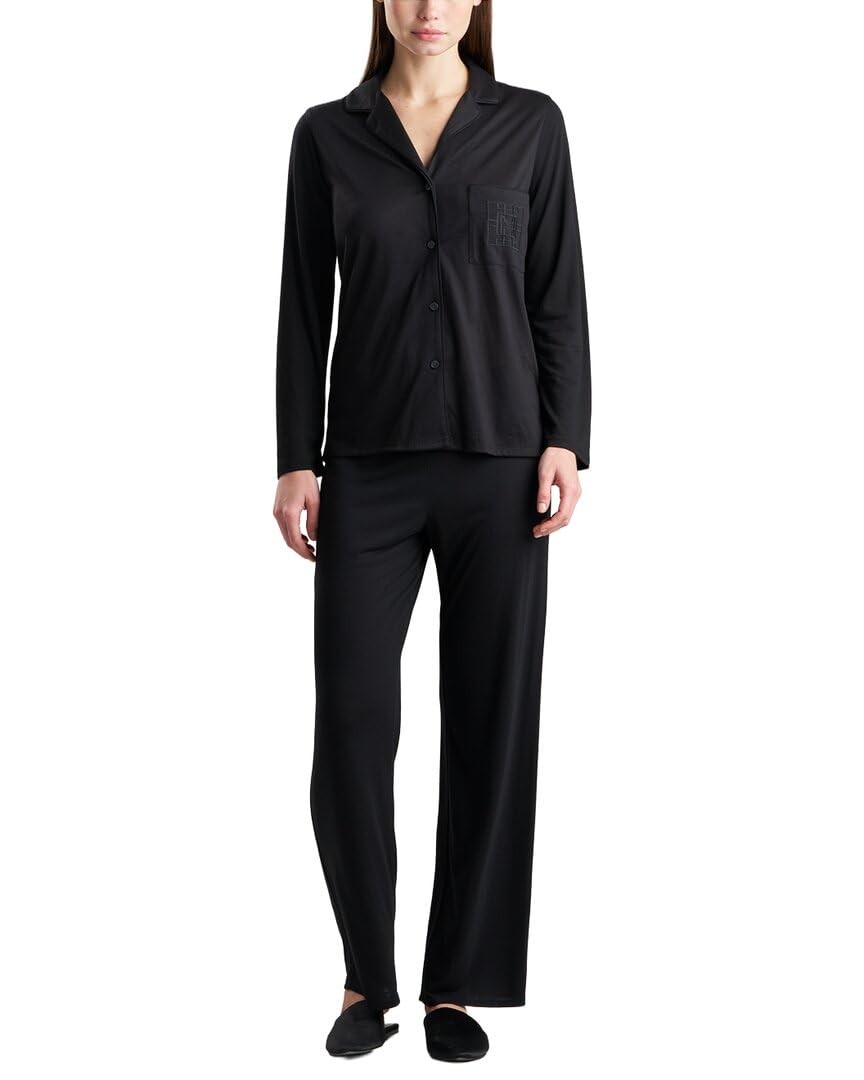 Natori Women\'s EMB Shangri La Notch PJ Set Black Extra Large
