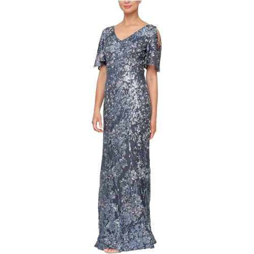 Alex Evenings Women's Long Sequin Dress, Charcoal, US 12 Alex Evenings Women's Long Sequin Dress, Charcoal, US 12
