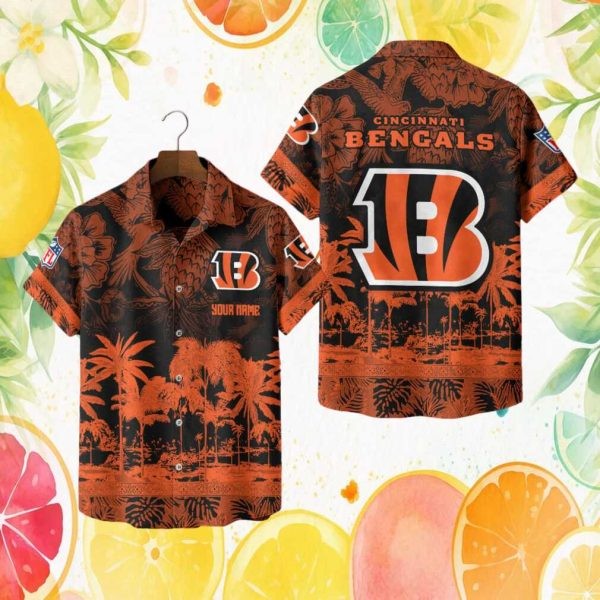 Personalized Cincinnati Bengals Orange amp Black Hawaiian Custom Name NFL