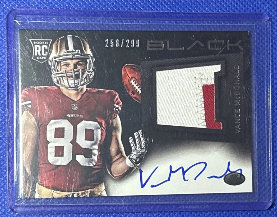 2013 Panini Black - Rookie Signatures Materials Prime Vance McDonald #239 /299 