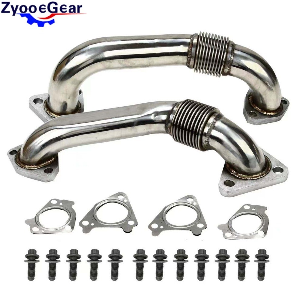 Heavy Duty Upgraded 304SS Up Pipes W/ Gaskets For 6.6L GMC Chevy Duramax 01-16