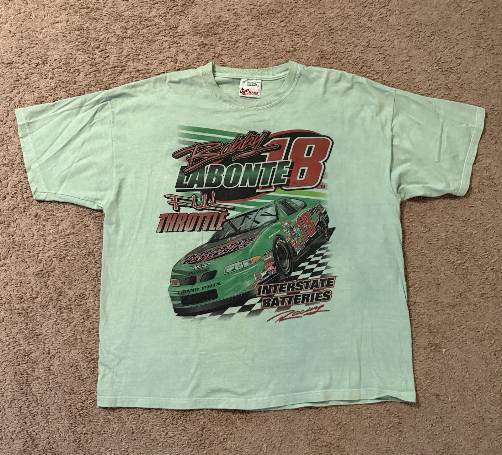Vintage 1998 Chase Authentics Printed T-Shirt Bobby Labonte #18 Size XL NASCAR