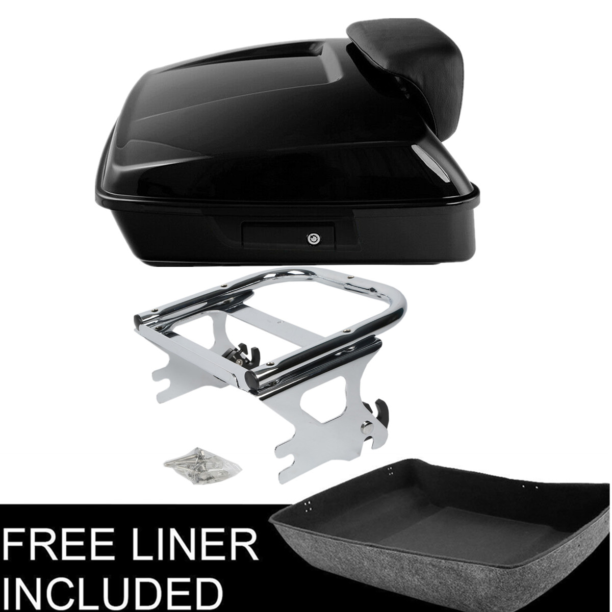 Black Chopped Trunk  Mount Rack Fits For Harley Touring Street Glide 1997-08
