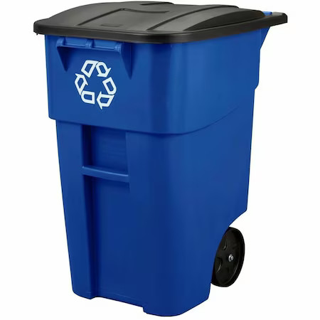 Rubbermaid Commercial Fg9w2773blue 50 Gal Rectangular Recycling Bin, Flat Top,