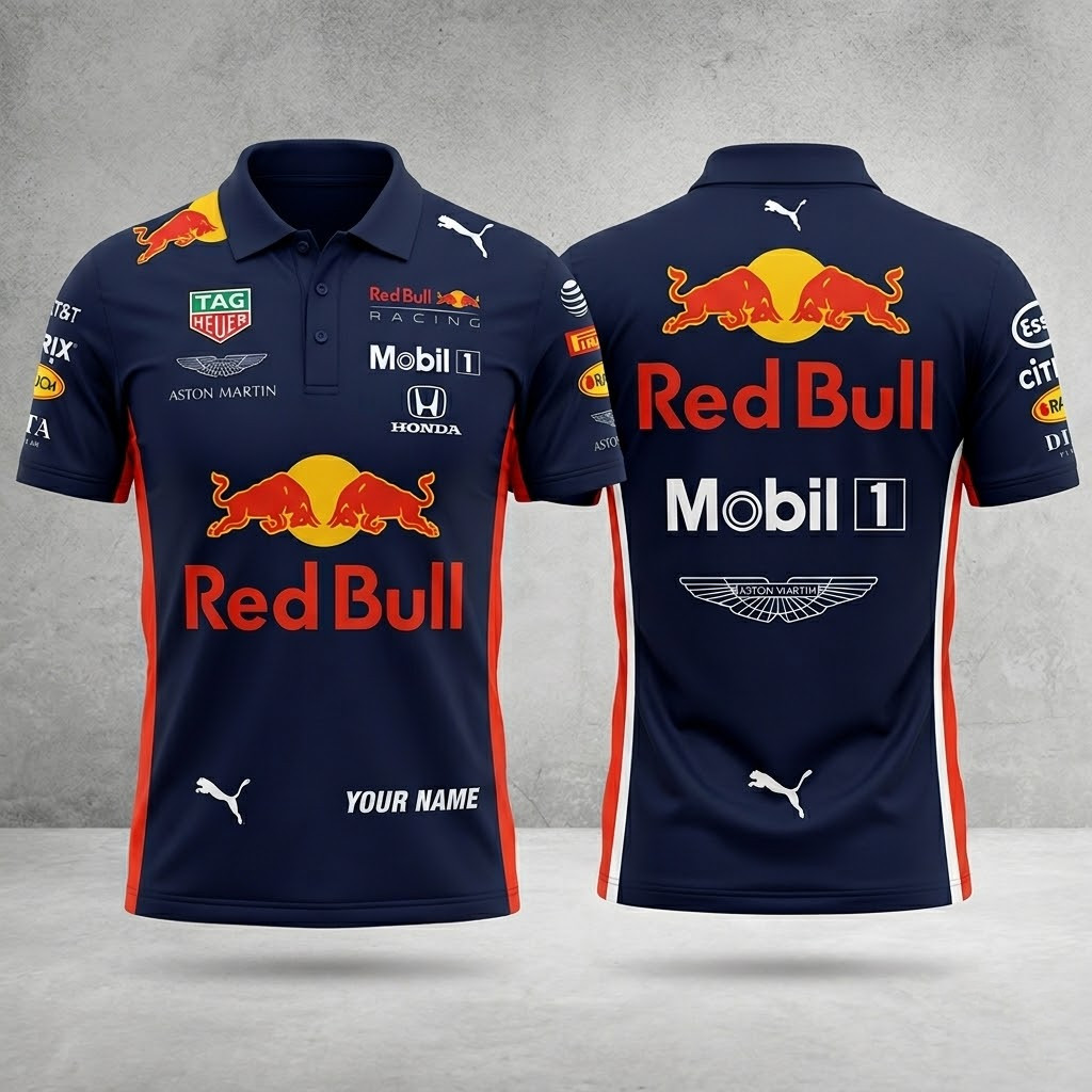 HOT Custom Men Red Bull Racing Formula 1 Polo shirt All Size S-5XL