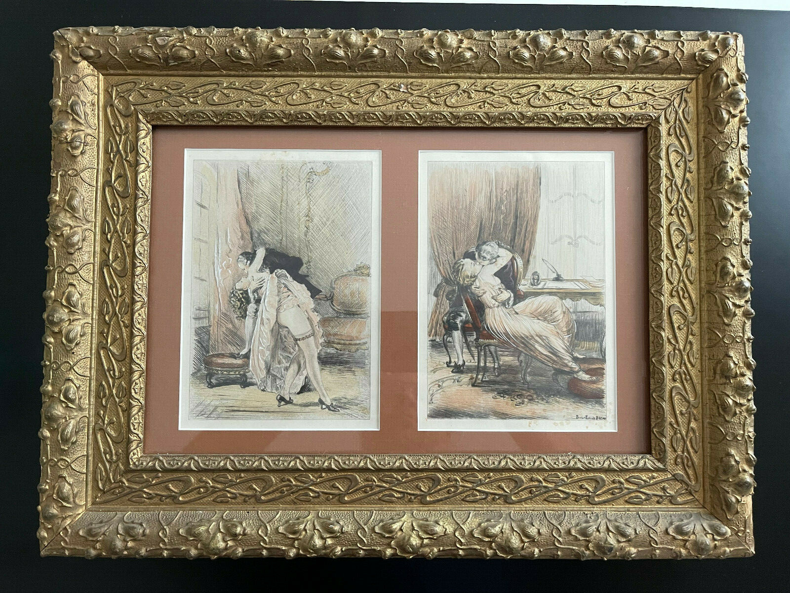 Paul Emile Bécat curiosa The rare kiss strong water signed superb frame