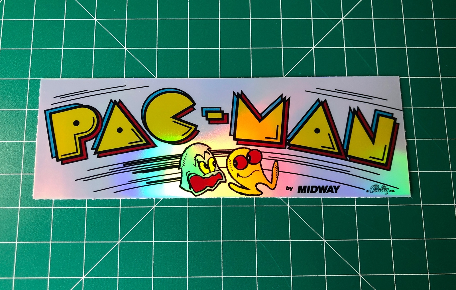 Pac-Man Midway Arcade Marquee 1.85x5.65” Sticker Decal Holographic Glossy Vinyl