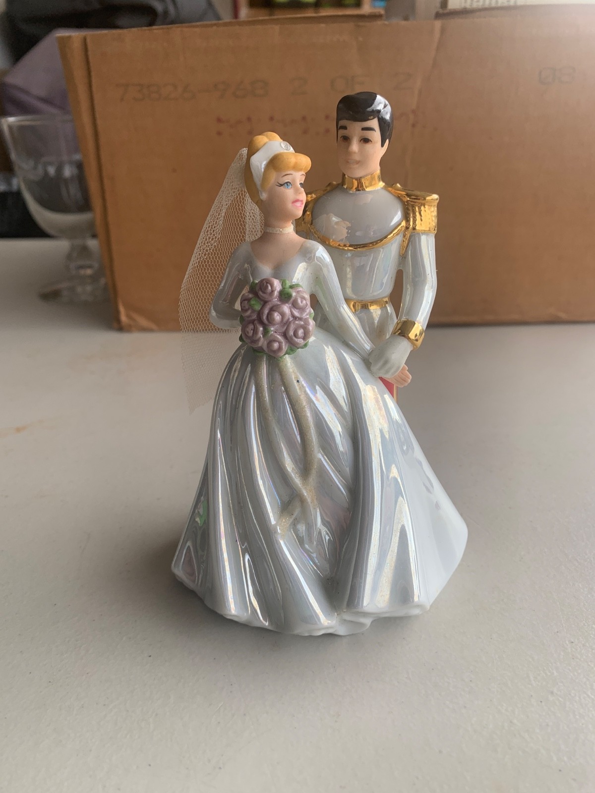 Disney Cinderella And Prince Charming Porcelain Wedding Cake Topper 5.5\