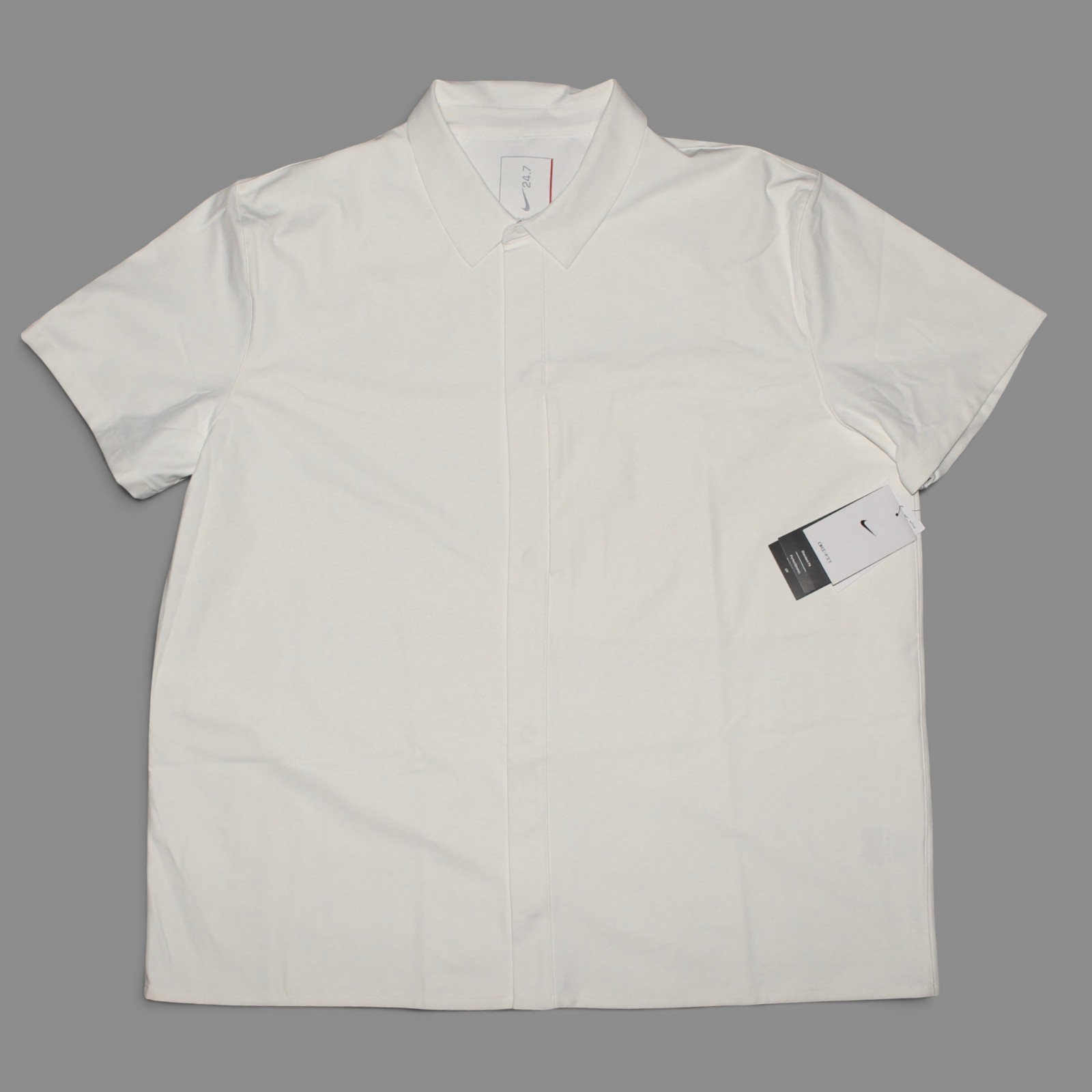 Nike 24.7 PerfectStretch Dri-FIT Snap Button Shirt Mens S Sail HQ6958-133 NWT