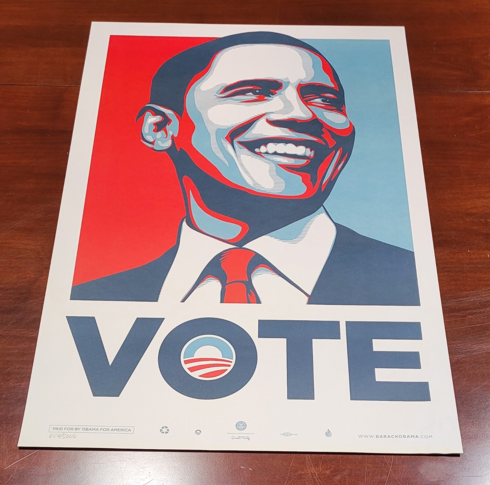 Barack Obama VOTE poster art Shepherd Fairy RARE NUMBERED 650/5000 collectible Barack Obama VOTE poster art Shepherd Fairy RARE NUMBERED 650/5000 collectible