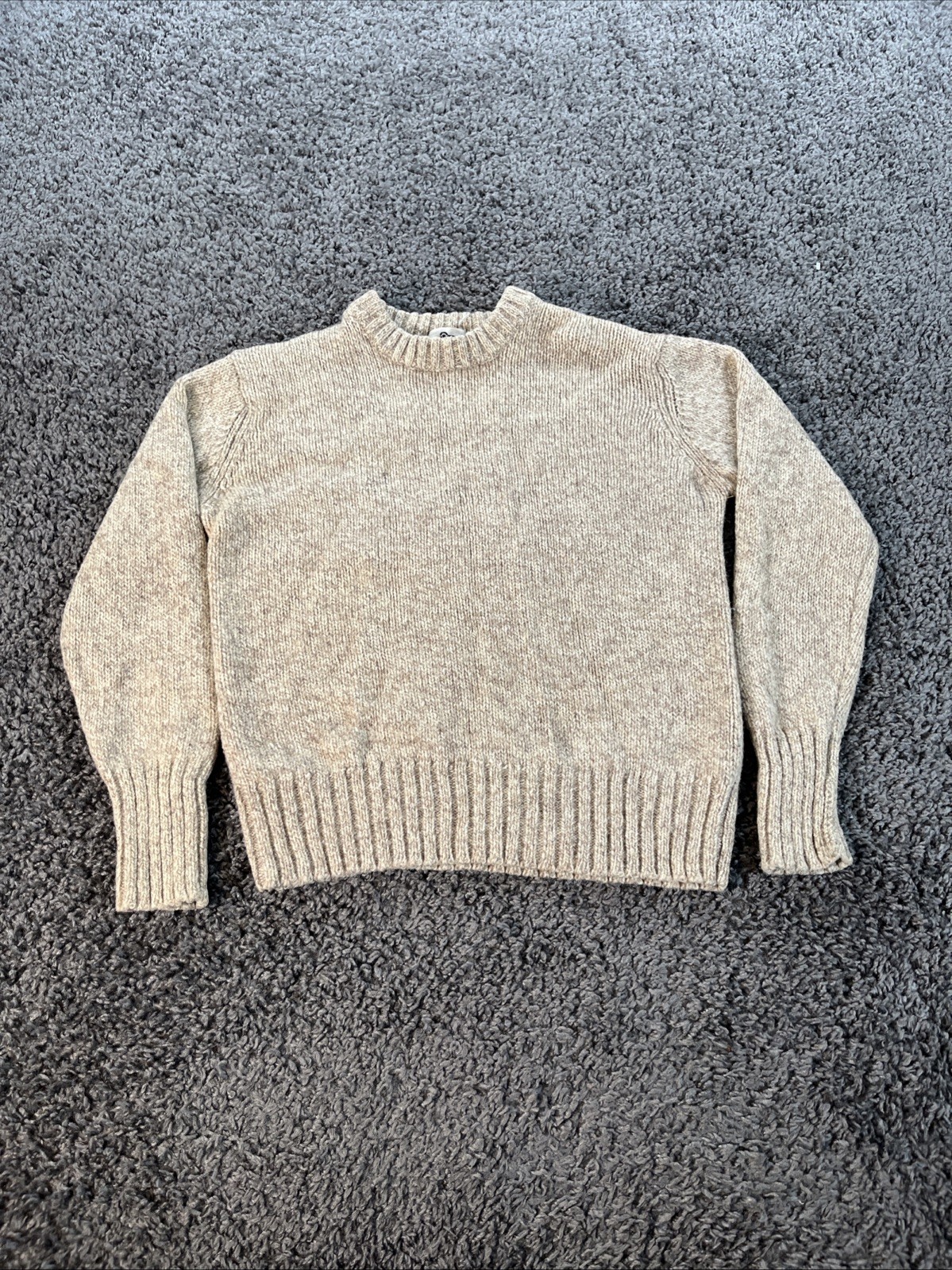 Vintage Woolrich Men’s Small Wool Blend Crewneck Sweater Tan Chunky Knit England